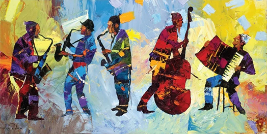Artwork of Jazz musicians performing