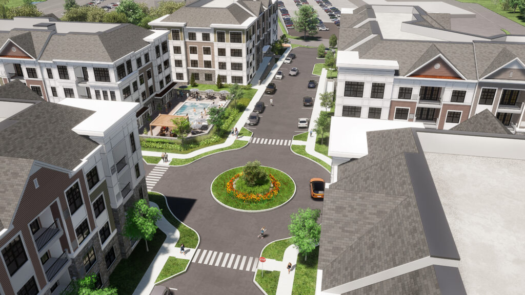 aerial view of the residences at main in trumbull, ct